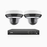 HZ504P - 8 Channel 2 Cameras PTZ PoE Security System, 3K Super HD, 4X Optical Zoom, IK10 Vandal-Resistant, 2.8-12 mm Lens, Intelligent Behavior Analysis, Color Night Vision & Anti-Fog